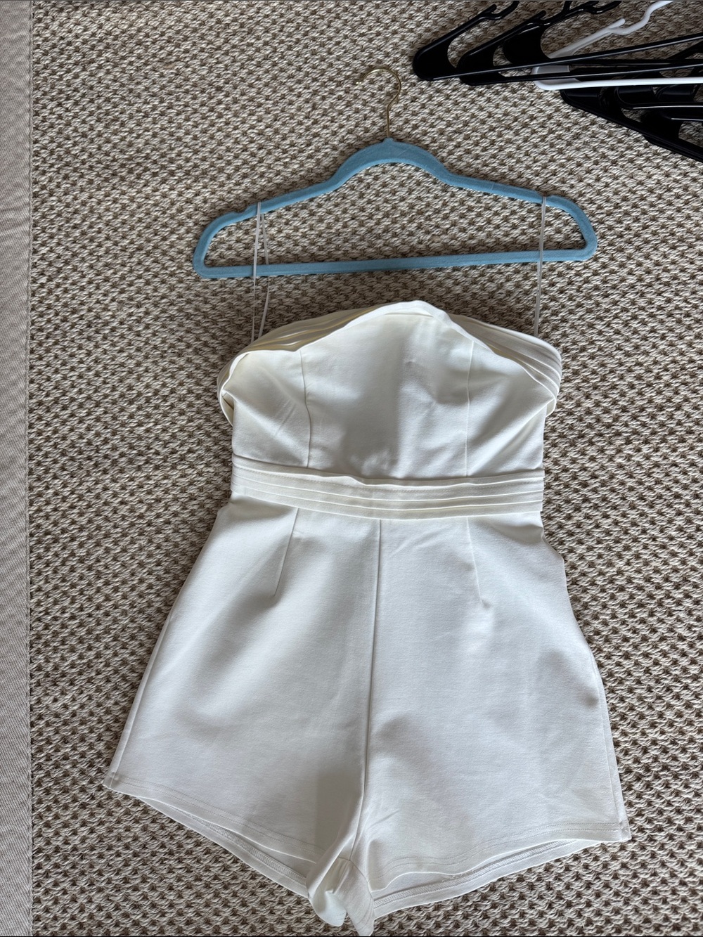 Showpo Ivory Strapless Tailored Romper